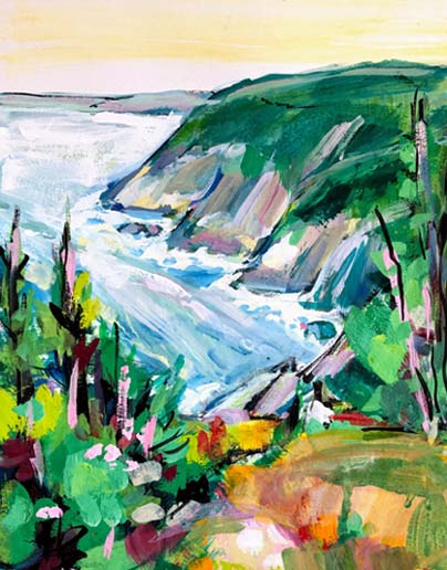 Irene Duma - Gouache and ink landscape painting, East Coast Trail Views I