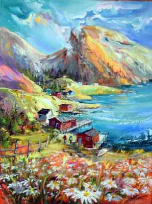 Natalia Charapova, Oil on Canvas, Daisies of Newfoundland III